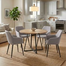 Σετ τραπεζαρία 5τμχ Rubes - Monica Megapap χρώμα φυσικό οξιάς - ανοιχτό μπεζ Ø100x78εκ. |  Σετ τραπεζαρίες στο espiti