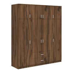 Ντουλάπα τετράφυλλη με συρτάρια Royal pakoworld καρυδι-oak 200x58x230εκ |  Ντουλάπες ρούχων στο espiti