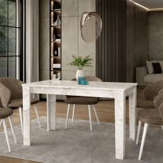 Τραπέζι Darlen Megapap χρώμα λευκό εφέ μαρμάρου 125x72x74εκ. |  Τραπέζια στο espiti