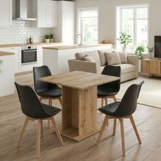 Σετ τραπεζαρία 5τμχ Allos - Viva Megapap χρώμα sapphire oak - μαύρο/φυσικό πόδι 75x75x77εκ. |  Σετ τραπεζαρίες στο espiti