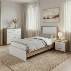Σετ Κρεβατοκάμαρας Athos Sonoma Λευκό με Κρεβάτι 90x190εκ Σετ 3τεμ |  Σέτ Κρεβατοκάμαρας στο espiti