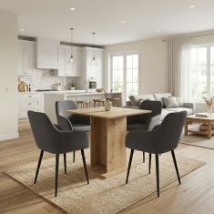 Σετ τραπεζαρία 5τμχ Allos - Monica Megapap χρώμα sapphire oak - γκρι 75x75x77εκ. |  Σετ τραπεζαρίες στο espiti