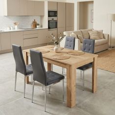 Σετ τραπεζαρία 5τμχ Darlen - Rosa Megapap χρώμα sapphire oak - γκρι/χρωμίου πόδι 125x72x74εκ. |  Σετ τραπεζαρίες στο espiti