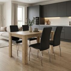 Σετ τραπεζαρία 5τμχ Darlen - Alma Megapap χρώμα sapphire oak - μαύρο 125x72x74εκ. |  Σετ τραπεζαρίες στο espiti