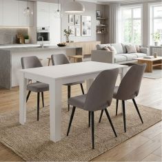 Σετ τραπεζαρία 5τμχ Darlen - Christy Megapap χρώμα λευκό - ανοιχτό μπεζ 125x72x74εκ. |  Σετ τραπεζαρίες στο espiti