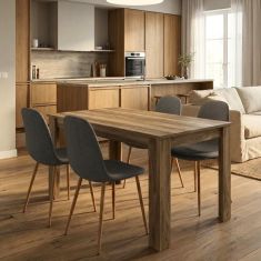 Σετ τραπεζαρία 5τμχ Darlen - Iris Megapap χρώμα καρυδί - γκρι/φυσικό πόδι 125x72x74εκ. |  Σετ τραπεζαρίες στο espiti