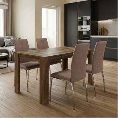 Σετ τραπεζαρία 5τμχ Darlen - Alma Megapap χρώμα καρυδί - μπεζ 125x72x74εκ. |  Σετ τραπεζαρίες στο espiti