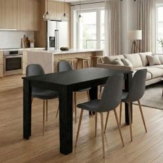 Σετ τραπεζαρία 5τμχ Darlen - Iris Megapap χρώμα sencron black - γκρι/φυσικό πόδι 125x72x74εκ. |  Σετ τραπεζαρίες στο espiti