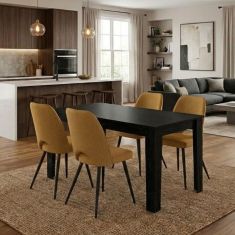 Σετ τραπεζαρία 5τμχ Darlen - Christy Megapap χρώμα sencron black - μουσταρδί 125x72x74εκ. |  Σετ τραπεζαρίες στο espiti