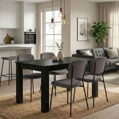 Σετ τραπεζαρία 5τμχ Darlen - Kevin Megapap χρώμα sencron black - γκρι 125x72x74εκ. |  Σετ τραπεζαρίες στο espiti