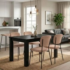 Σετ τραπεζαρία 5τμχ Darlen - Kevin Megapap χρώμα sencron black - μόκα 125x72x74εκ. |  Σετ τραπεζαρίες στο espiti