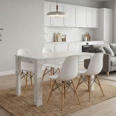 Σετ τραπεζαρία 5τμχ Darlen - Nova Megapap χρώμα λευκό εφέ μαρμάρου - λευκό 125x72x74εκ. |  Σετ τραπεζαρίες στο espiti