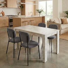 Σετ τραπεζαρία 5τμχ Darlen - Kevin Megapap χρώμα λευκό εφέ μαρμάρου - γκρι 125x72x74εκ. |  Σετ τραπεζαρίες στο espiti