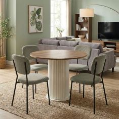 Σετ τραπεζαρία 5τμχ Bohema - Kevin Megapap χρώμα ivory/sepet oak - λαδί Ø90x77,7εκ. |  Σετ τραπεζαρίες στο espiti