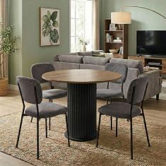 Σετ τραπεζαρία 5τμχ Bohema - Kevin Megapap χρώμα μαύρο/sepet oak - γκρι Ø90x77,7εκ. |  Σετ τραπεζαρίες στο espiti