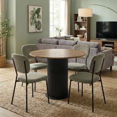 Σετ τραπεζαρία 5τμχ Bohema - Kevin Megapap χρώμα μαύρο/sepet oak - λαδί Ø90x77,7εκ. |  Σετ τραπεζαρίες στο espiti