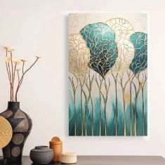 Πίνακας σε καμβά "Golden Leaves" Megapap ψηφιακής εκτύπωσης 70x100x3εκ. |  Πίνακες στο espiti