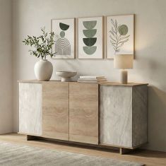 Μπουφές Zafore pakoworld sonoma - γκρι μπεζ όψη μαρμάρου 180x45x80εκ |  Μπουφέδες στο espiti
