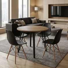 Σετ τραπεζαρία 5τμχ Xana - Nova Megapap χρώμα sepet oak - μαύρο Ø90x77,7εκ. |  Σετ τραπεζαρίες στο espiti