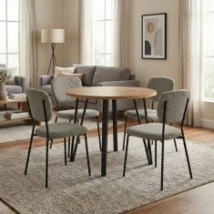 Σετ τραπεζαρία 5τμχ Xana - Kevin Megapap χρώμα sepet oak - λαδί Ø90x77,5εκ. |  Σετ τραπεζαρίες στο espiti