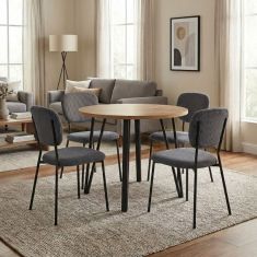 Σετ τραπεζαρία 5τμχ Xana - Kevin Megapap χρώμα sepet oak - γκρι Ø90x77,5εκ. |  Σετ τραπεζαρίες στο espiti