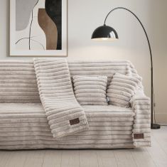 Beauty Home Γούνινο Σετ ριχτάρι 3τμχ Stripe Art 8725 (180x160+180x250+180x300) Μπεζ       |  Ριχτάρια στο espiti