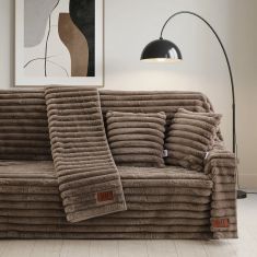 Beauty Home Γούνινο ριχτάρι Τριθέσιο Stripe Art 8726 180x300 Μόκα       |  Ριχτάρια στο espiti