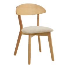 Καρέκλα Canon pakoworld rubberwood σε φυσική απόχρωση με γκρι μπεζ ύφασμα 43x43x79.5εκ |  Καρέκλες στο espiti