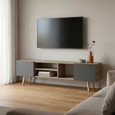 Έπιπλο τηλεόρασης Osclo pakoworld sonoma-ανθρακί 160x30x41εκ |  Έπιπλα τηλεόρασης στο espiti