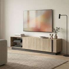Έπιπλο τηλεόρασης με Led Vario pakoworld sonoma - ανθρακί 185.6x35x45εκ |  Έπιπλα τηλεόρασης στο espiti