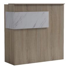 Γραφείο reception Optima pakoworld με led sonoma-λευκή όψη μαρμάρου 110x40x110εκ |  Reception γραφείου στο espiti