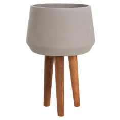 ΓΛΑΣΤΡΑ ΕΣΩΤ.ΧΩΡΟΥ QUAN HM4680.03L FIBER CEMENT ΓΚΡΙ--ΒΑΣΗ TEAK Φ38x62Υεκ |  Φυτά συνθετικά - Λουλούδια στο espiti