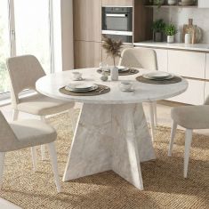 Τραπέζι Tailor Megapap χρώμα λευκό εφέ μαρμάρου Ø120x75,7εκ. |  Τραπέζια στο espiti