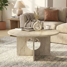 Τραπεζάκι σαλονιού Mara Megapap χρώμα travertine Ø75x36,8εκ. |  Τραπεζάκια σαλονιού στο espiti