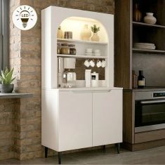 Έπιπλο κουζίνας με LED Melinta 2 Megapap χρώμα λευκό 90x40x181,8εκ. |  Ντουλάπια στο espiti