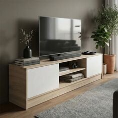 Έπιπλο τηλεόρασης Sasa pakoworld sonoma-λευκό 150x35x41.5εκ |  Έπιπλα τηλεόρασης στο espiti