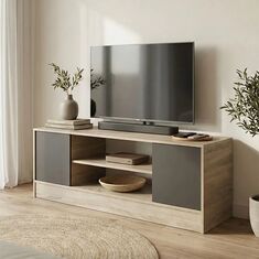 Έπιπλο τηλεόρασης Sasa pakoworld sonoma-ανθρακί 120x35x41.5εκ |  Έπιπλα τηλεόρασης στο espiti