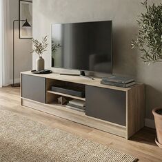 Έπιπλο τηλεόρασης Sasa pakoworld sonoma-ανθρακί 150x35x41.5εκ |  Έπιπλα τηλεόρασης στο espiti