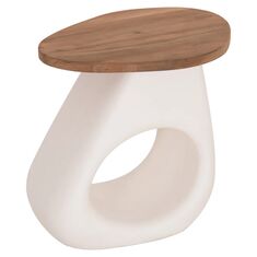 ΒΟΗΘΗΤΙΚΟ ΤΡΑΠΕΖΙ AIDA HM4692.02 FIBER CEMENT ΛΕΥΚΟ--ΞΥΛΟ TEAK TOP 47x60x59Υεκ |  Τραπεζάκια σαλονιού στο espiti