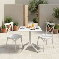 Τραπεζαρία Groovy Crossie pakoworld σετ 3τεμ λευκό PP 60x60x76εκ |  Σετ τραπεζαρία κήπου στο espiti