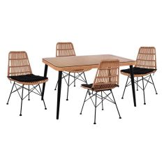 ΣΕΤ 5ΤΜΧ ALLEGRA WICKER ΜΕ ΤΡΑΠΕΖΙ 140X80Χ78Υ ΜΠΕΖ & ΜΑΥΡΟ ΧΡΩΜΑ HM10491 |  Σετ τραπεζαρία κήπου στο espiti