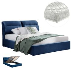 ΚΡΕΒΑΤΙ ΔΙΠΛΟ & ΣΤΡΩΜΑ KENDRA HM10831.18 ΜΠΛΕ ΒΕΛΟΥΔΟ--ΑΠΟΘ.ΧΩΡΟΣ--160x200εκ |  Κρεβάτια στο espiti