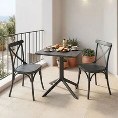 Τραπεζαρία Groovy Crossie pakoworld σετ 3τεμ ανθρακί PP 60x60x76εκ |  Σετ τραπεζαρία κήπου στο espiti