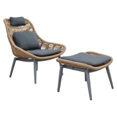 ΠΟΛΥΘΡΟΝΑ LOUNGE ΜΕ ΥΠΟΠΟΔΙΟ REMVAZZO HM6561.01 ΑΛΟΥΜΙΝΙΟ ΓΚΡΙ--WICKER 89x94x98Υεκ |  Πολυθρόνες κήπου στο espiti