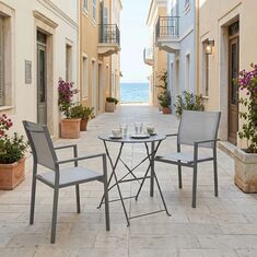 Τραπεζαρία Bistro Confidence σετ 3τεμ pakoworld ανθρακί μέταλλο με γκρι textilene Φ60x71εκ |  Σετ τραπεζαρία κήπου στο espiti