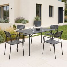 Τραπεζαρία Moraja Deraby pakoworld σετ 5τεμ μαύρο μέταλλο 140x80x72εκ |  Σετ τραπεζαρία κήπου στο espiti