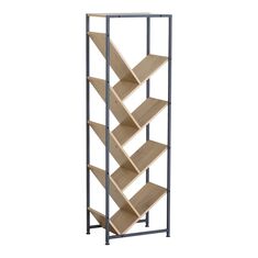 Βιβλιοθήκη Orunta pakoworld oak- μαύρο μέταλλο 40x26.5x125εκ |  Βιβλιοθήκες στο espiti