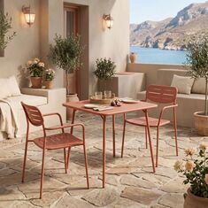 Τραπεζαρία Moraja Deraby pakoworld σετ 3τεμ terracotta μέταλλο 70x70x73εκ |  Σετ τραπεζαρία κήπου στο espiti