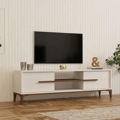Έπιπλο τηλεόρασης Eslem pakoworld λευκό με καρυδί 160x34,6x48,1εκ |  Έπιπλα τηλεόρασης στο espiti