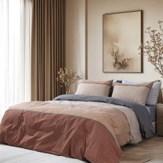 Beauty Home Σετ σεντόνια μονά με λάστιχο Moments Art 12565 110x200+30 Καφέ,Ανθρακί       |  Σεντόνια Υπέρδιπλα / King Size στο espiti